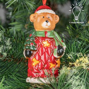 Ёлочная игрушка с подсветкой Christmas Teddy Bear With Lights 11,5 cm