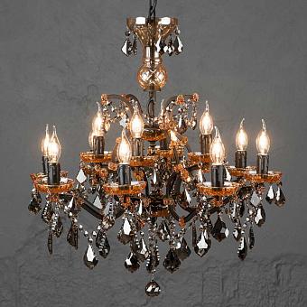 Люстра Crystal Chandelier 26 Inches хрусталь и металл Grey-Gold Crystal and Matte Black Metal