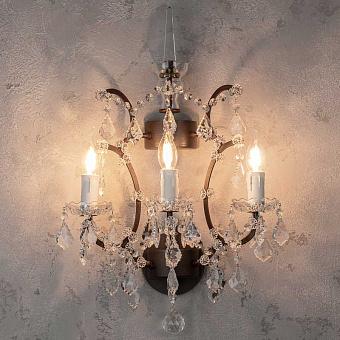 Бра Crystal Sconce хрусталь и металл Clear Crystal and Antique Rust