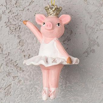 Ёлочная игрушка Hanger Dancing Pig With Crown 10 cm discount1