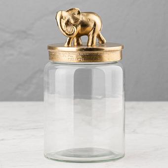 Ёмкость для хранения Decorative Jar With Elephant Figure Gold