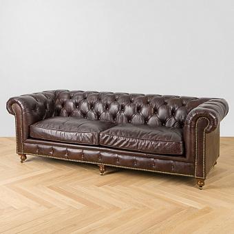 Трёхместный диван Kensington 3 Seater натуральная кожа Biker Dark Brown