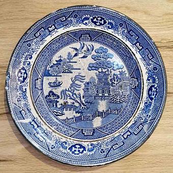 Винтажная тарелка Vintage Plate Blue White Large 24