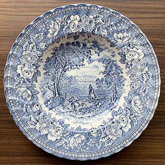 Винтажная тарелка Vintage Plate Blue White Large 18