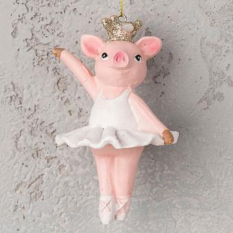 Ёлочная игрушка Hanger Dancing Pig With Crown 10 cm discount2