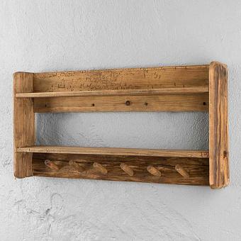 Настенная вешалка Wooden Shelf 6 Hooks
