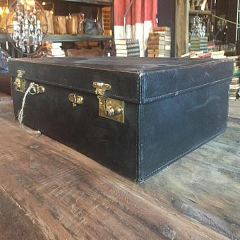 Винтажный чемодан Vintage Black Leather Suitcase Without Handle