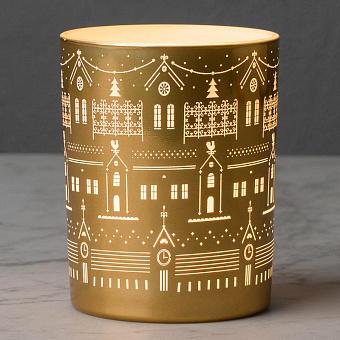 Подсвечник Candle Holder Christmas Houses Gold