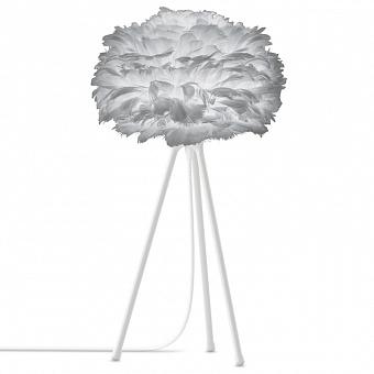 Настольная лампа Eos Table Lamp With White Tripod Mini перья Light Grey Feathers