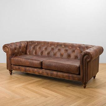 Трёхместный диван Manchester 3 Seater натуральная кожа Autumn Brown
