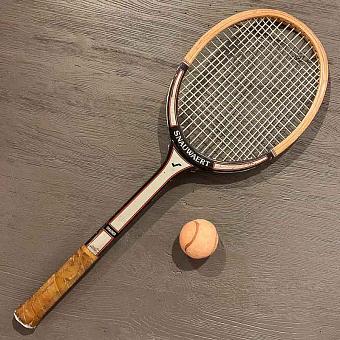 Винтажная теннисная ракетка и мяч Vintage Tennis Racket And Ball 4