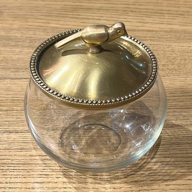 Glass Box With Brass Bird Lid discount