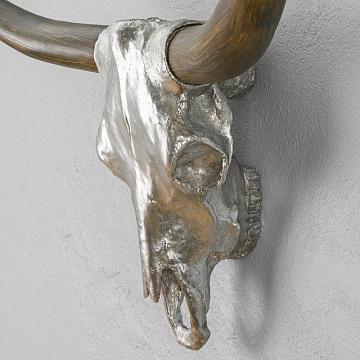 Wall Hanging Bull Horns Silver