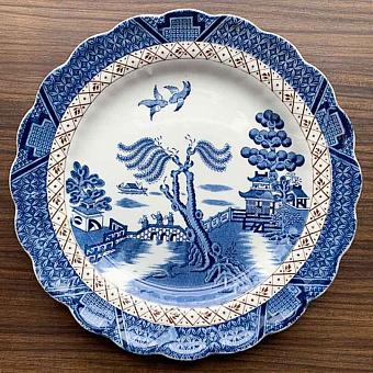 Винтажная тарелка Vintage Plate Blue White Large 2