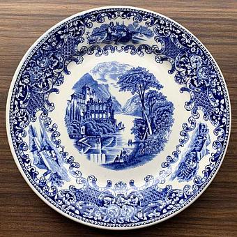 Винтажная тарелка Vintage Plate Blue White Large 19