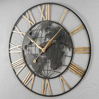 Настенные часы Clock With Iron World Map Large