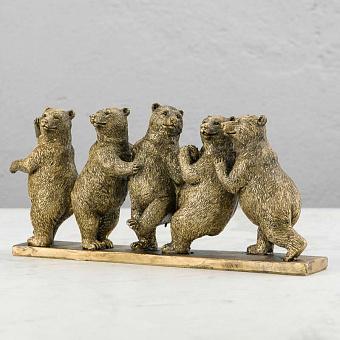 Статуэтка Row Of 5 Bears Antique Gold