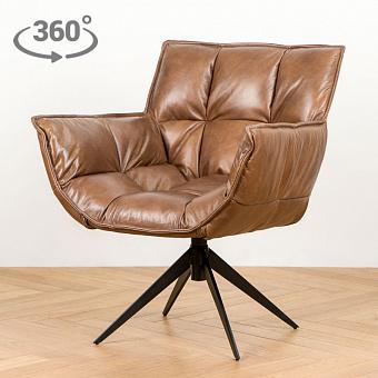 Кресло Center Armchair, Black Matt Metal RM натуральная кожа Brown Franco