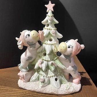 Новогодняя фигурка с подсветкой Calves With Christmas Tree 14 cm discount