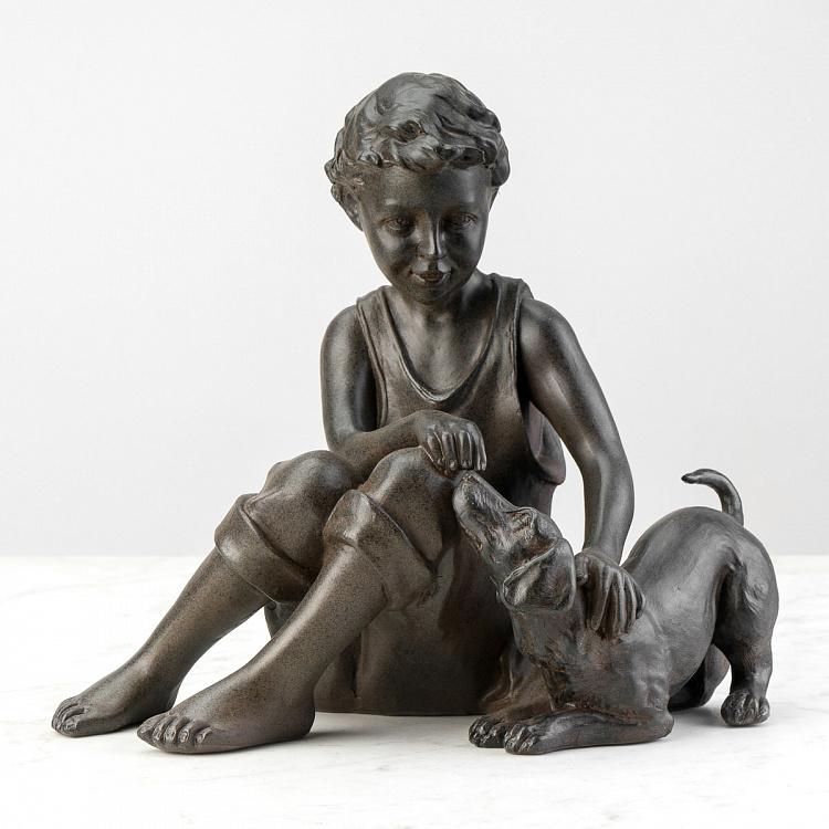 Seated Boy With Dog
