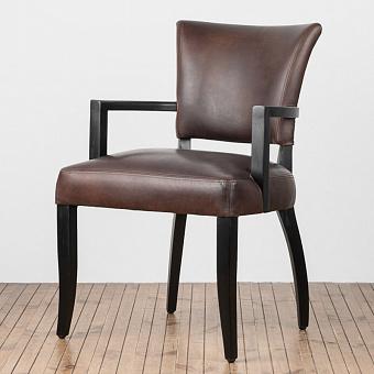 Стул Mimi Dining Chair With Arms, Black Wood натуральная кожа Antique Tobacco