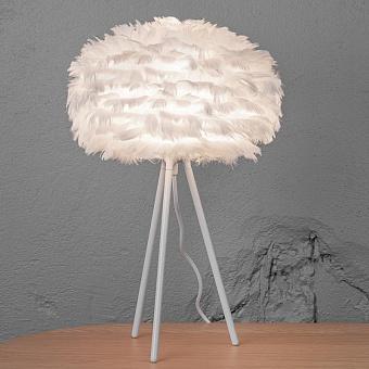 Настольная лампа Eos Table Lamp With White Tripod Mini перья White Feathers