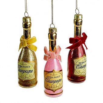 Набор из 3-х ёлочных игрушек Set Of 3 Glass Hangers Champagne 13 cm