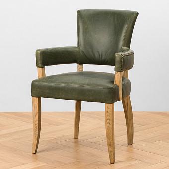 Стул Newport Dining Chair, Oak Brown натуральная кожа British Green