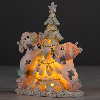Новогодняя фигурка с подсветкой Calves With Christmas Tree 14 cm