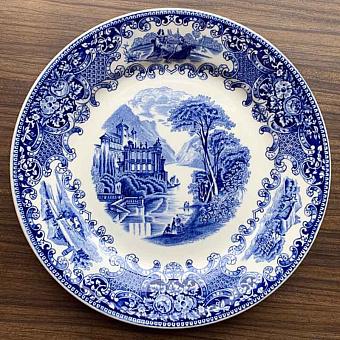 Винтажная тарелка Vintage Plate Blue White Large 10