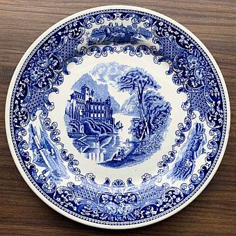 Винтажная тарелка Vintage Plate Blue White Large 20