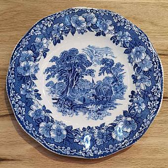 Винтажная тарелка Vintage Plate Blue White Large 25