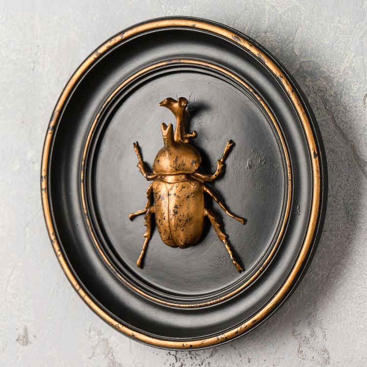 Rhinoceros Beetle In Frame Black And Gold