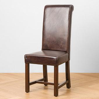 Стул Rollback Dining Chair, Antique Wood натуральная кожа Biker Dark Brown