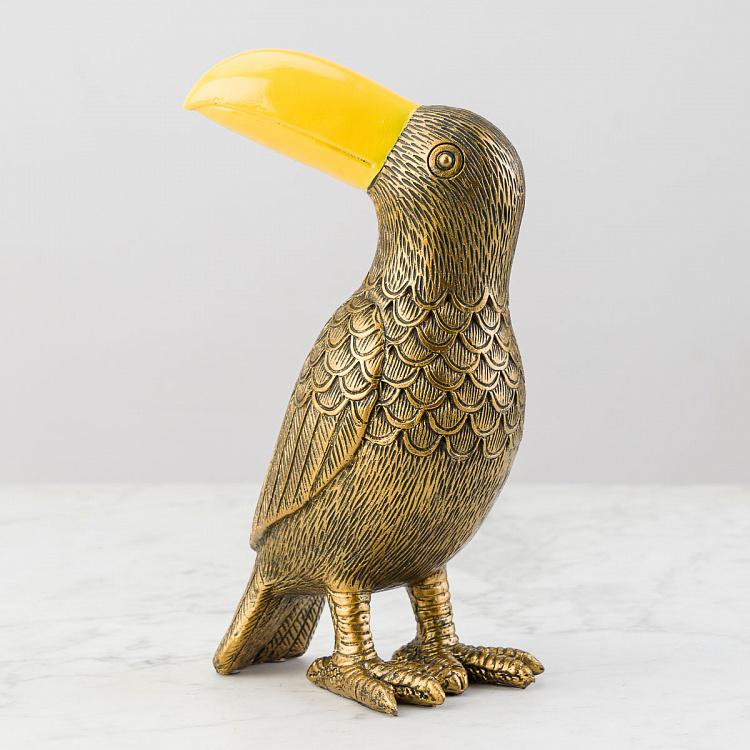 Golden Toucan With Yellow Beak Figurine