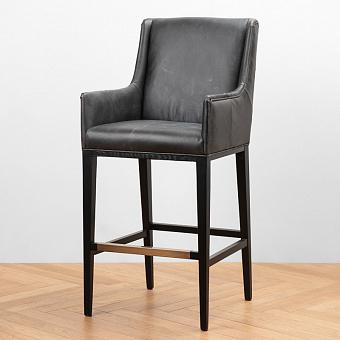Барный стул Margarita Barstool With Arms, Oak Black натуральная кожа Black Wax