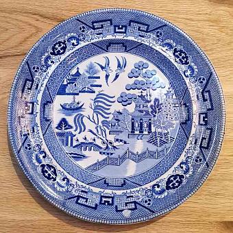 Винтажная тарелка Vintage Plate Blue White Large 23
