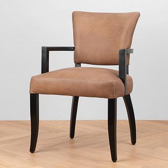 Стул Mimi Dining Chair With Arms, Black Wood натуральная кожа Destroyed Raw