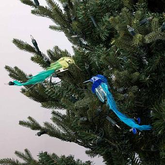 Набор из 2-х ёлочных игрушек Set Of 2 Flying Hummingbirds On Clip Blue/Green 20 cm
