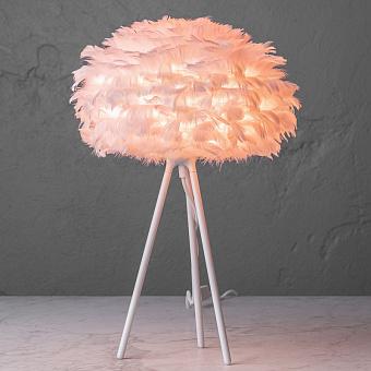 Настольная лампа Eos Table Lamp With White Tripod Mini перья Light Rose Feathers