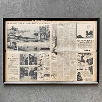 Винтажная газета в раме Vintage Times, Oct 18, 1928