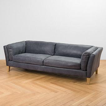 Трёхместный диван Verona 3 Seater, Oak Brown натуральная кожа Evening Blue