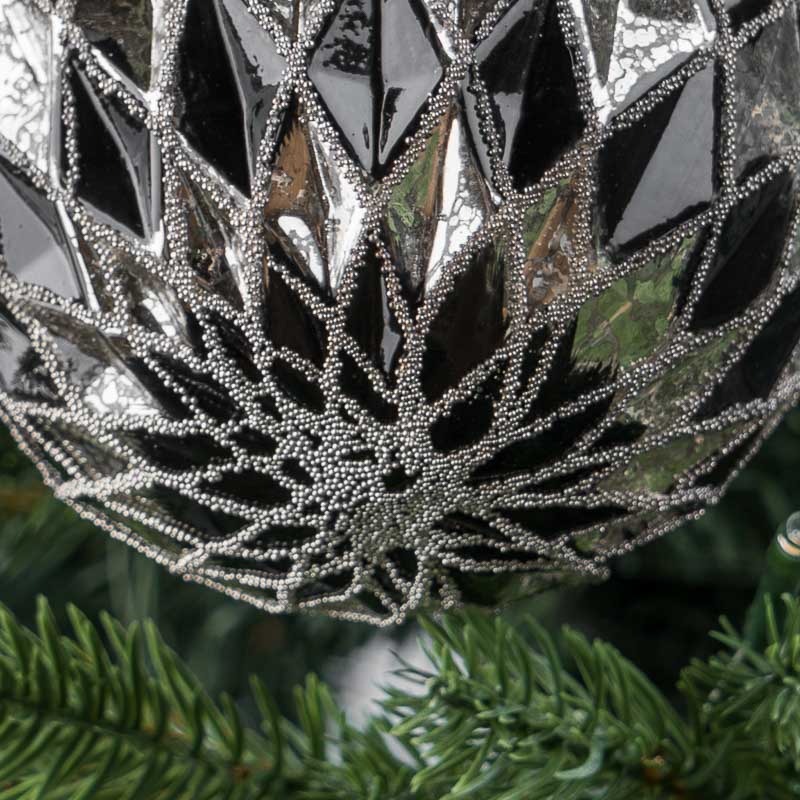 Ёлочная игрушка Multifaceted Ball Black With Silver 10 cm, Karlsbach ...