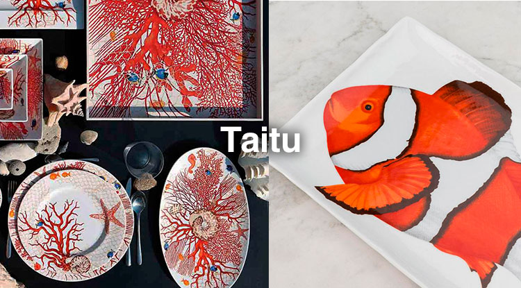 Торжество красоты океана на тарелках и блюдах итальянской посуды Taitu
