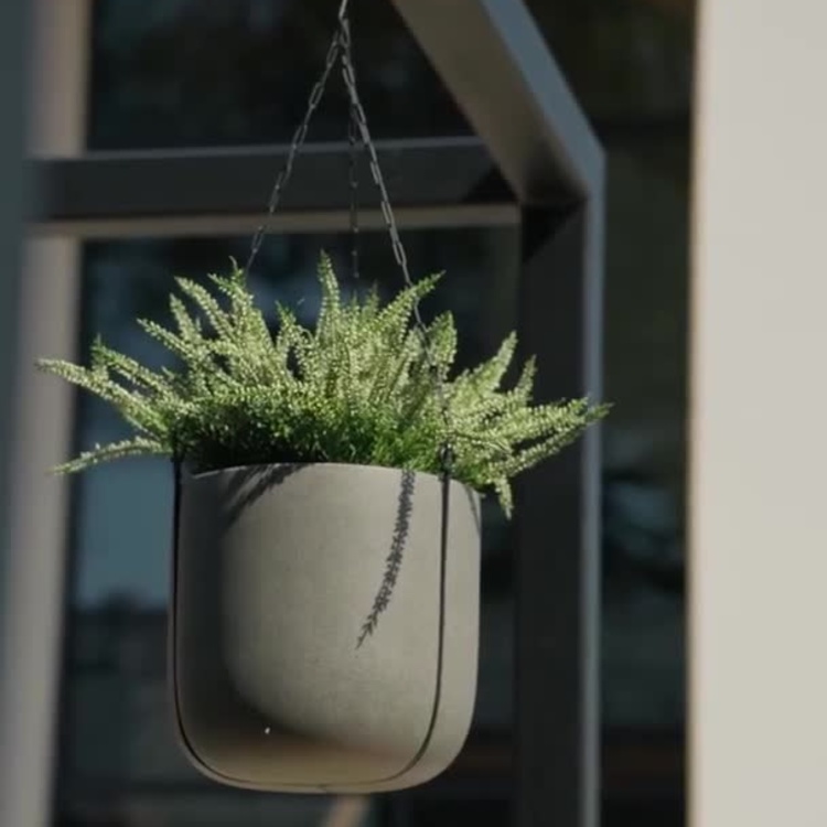 Подвесное серо-белое кашпо-чаша Эффектори Бетон, S Effectory Beton Hanging Bowl White Sand Small