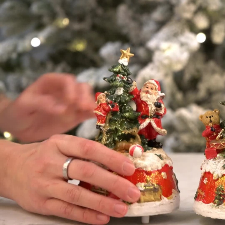 Набор из двух музыкальных статуэток Мишка и Санта Set Of 2 Music Boxes Bear And Santa 16 cm