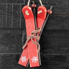 Hanging Wooden Red Ski 13 cm