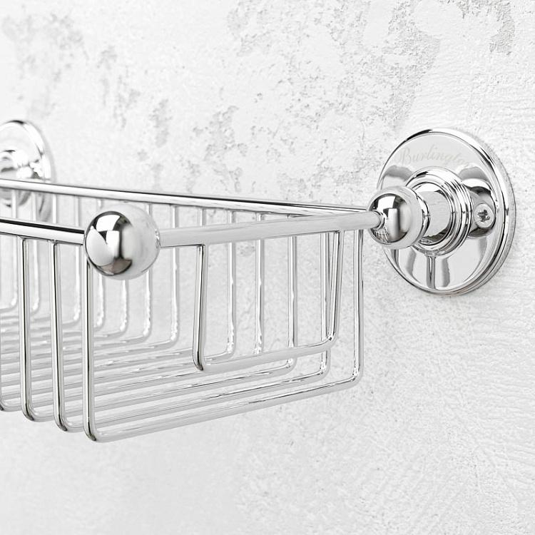 Прямоугольная глубокая полка-решётка цвета хром, L Shelf Basket Chrome Large