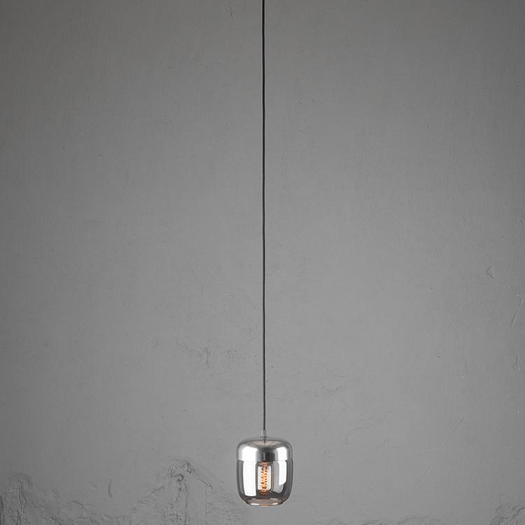 Серый подвесной светильник Жёлудь на чёрном проводе Acorn Smoked Steel Hanging Lamp With Black Cord