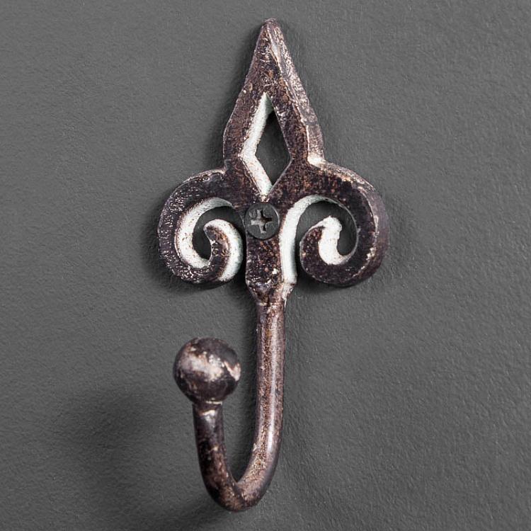 Однорожковый крючок Королевская лилия 2 из состаренного железа, XS Mini Hook Fleur De Lis 2 Iron Antic